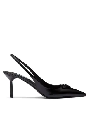 Prada ロゴプレート付きスリングバックパンプス - ブラック - サムネイル1