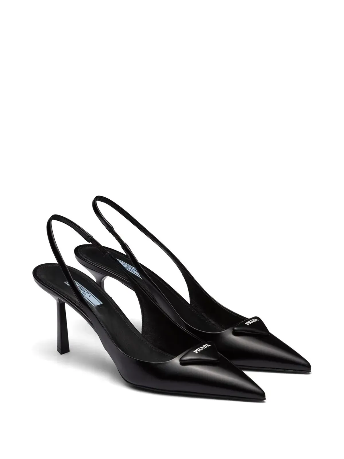 Prada ロゴプレート付きスリングバックパンプス - ブラック - 画像2