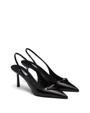 Prada ロゴプレート付きスリングバックパンプス - ブラック - サムネイル2