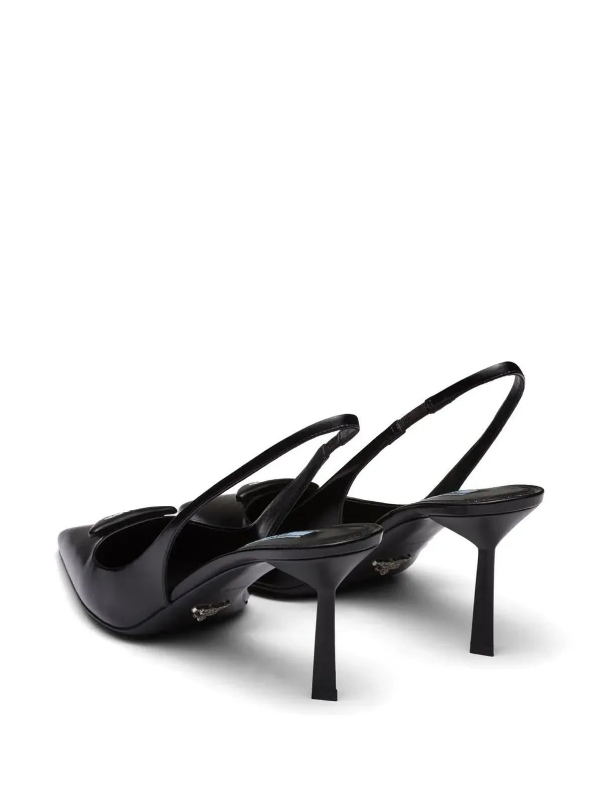 Prada ロゴプレート付きスリングバックパンプス - ブラック - 画像3
