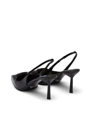 Prada ロゴプレート付きスリングバックパンプス - ブラック - サムネイル3