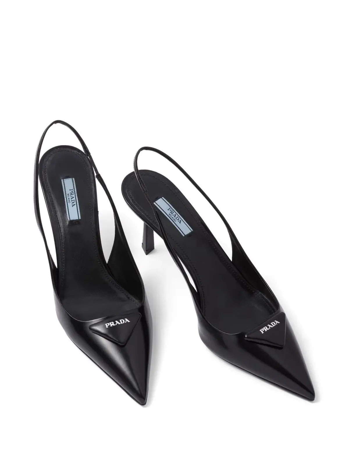Prada ロゴプレート付きスリングバックパンプス - ブラック - 画像4