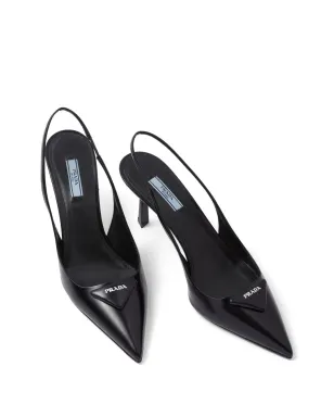 Prada ロゴプレート付きスリングバックパンプス - ブラック - サムネイル4