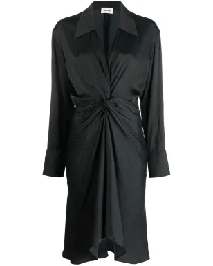Zadig&Voltaire Rozo twisted V-neck midi dress - Black - サムネイル1