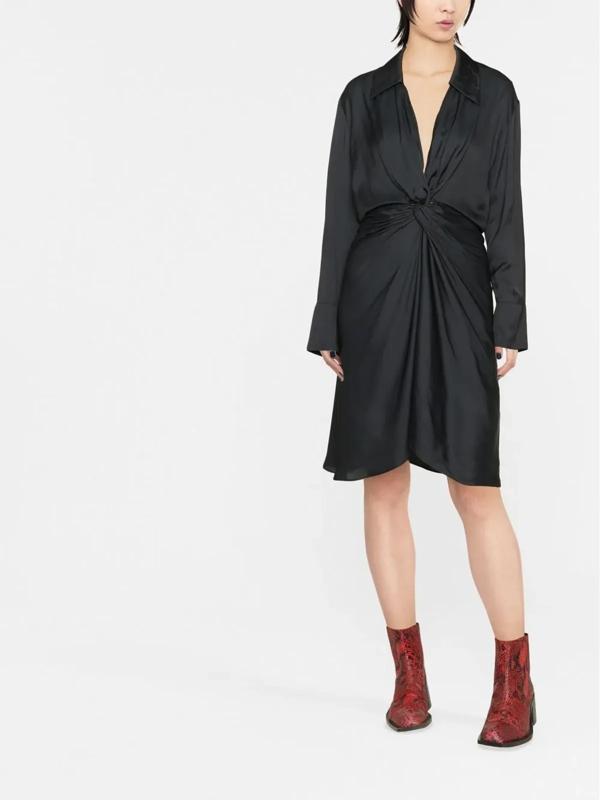 Zadig&Voltaire Rozo twisted V-neck midi dress - Black - 画像2