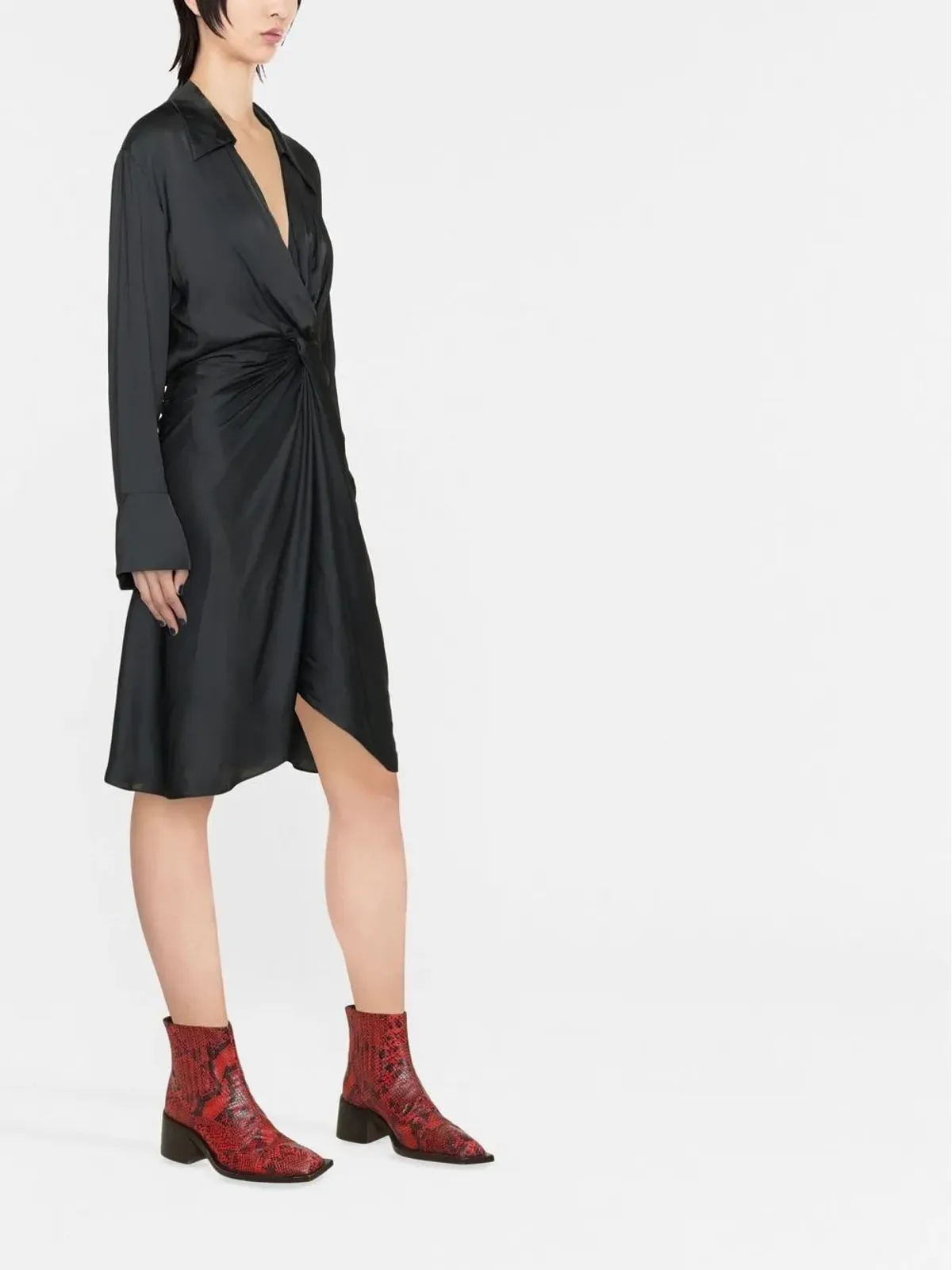 Zadig&Voltaire Rozo twisted V-neck midi dress - Black - 画像3