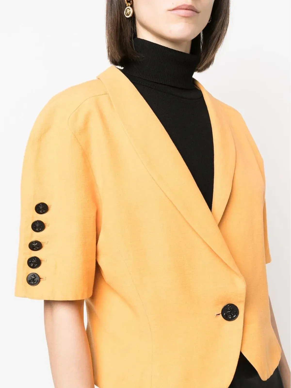 Saint Laurent Pre-Owned 1980年代 シングルブレスト ショートスリーブ ジャケット - オレンジ - 画像5