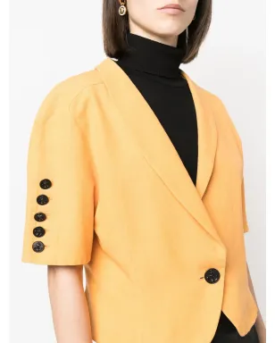Saint Laurent Pre-Owned 1980年代 シングルブレスト ショートスリーブ ジャケット - オレンジ - サムネイル5