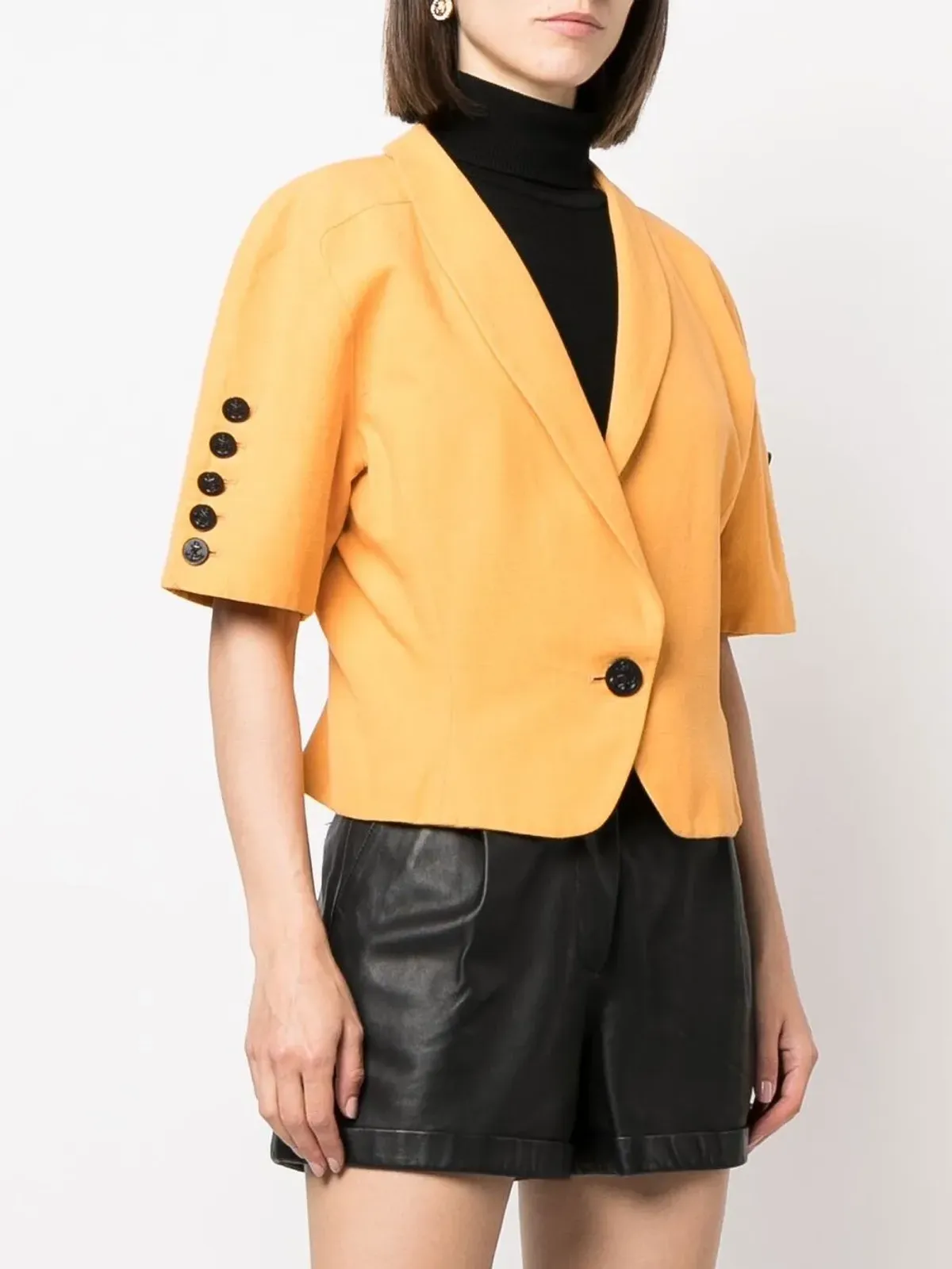 Saint Laurent Pre-Owned 1980年代 シングルブレスト ショートスリーブ ジャケット - オレンジ - 画像3