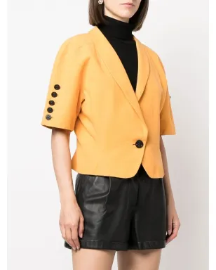 Saint Laurent Pre-Owned 1980年代 シングルブレスト ショートスリーブ ジャケット - オレンジ - サムネイル3