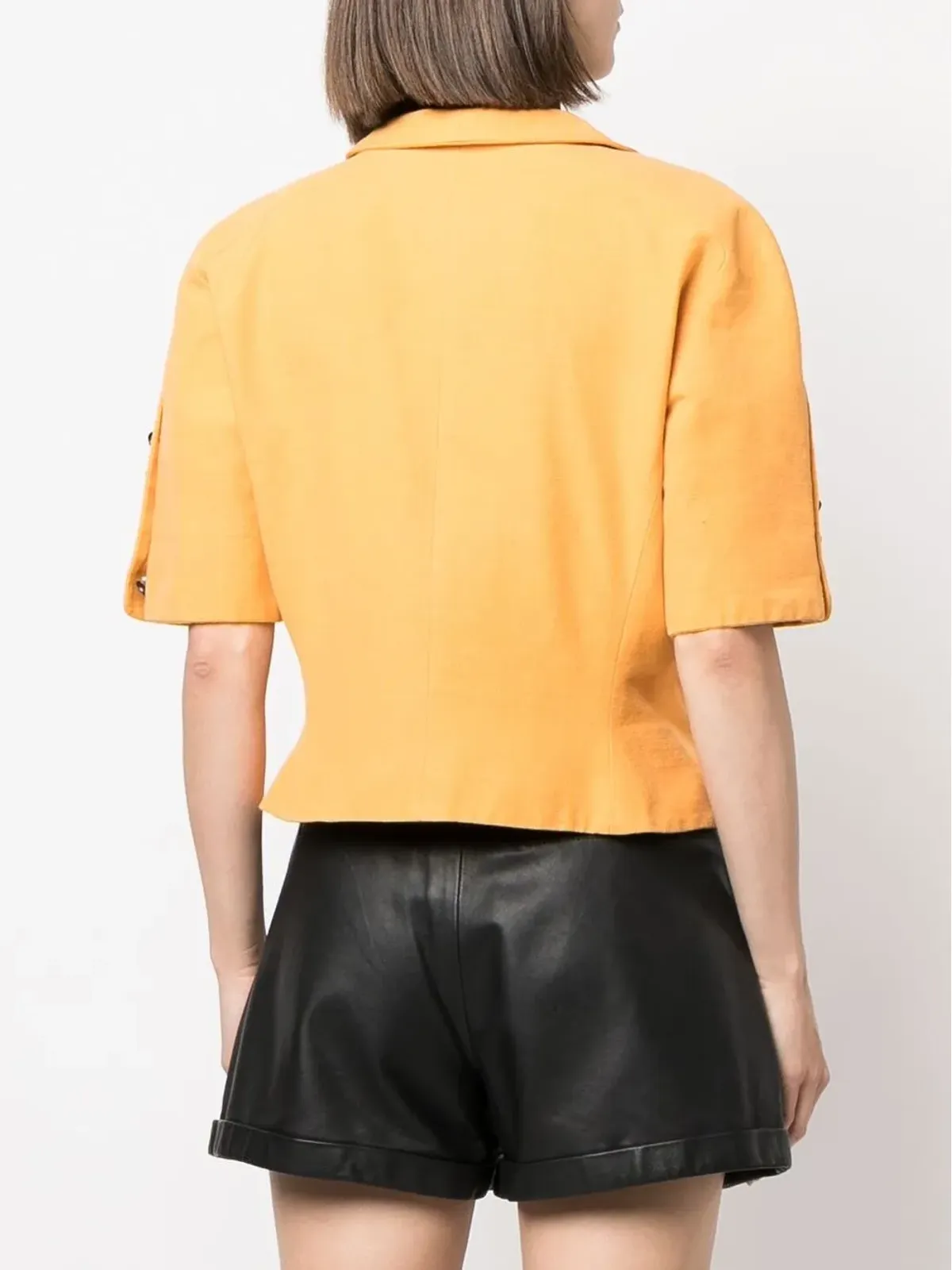 Saint Laurent Pre-Owned 1980年代 シングルブレスト ショートスリーブ ジャケット - オレンジ - 画像4