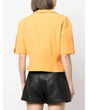 Saint Laurent Pre-Owned 1980年代 シングルブレスト ショートスリーブ ジャケット - オレンジ - サムネイル4