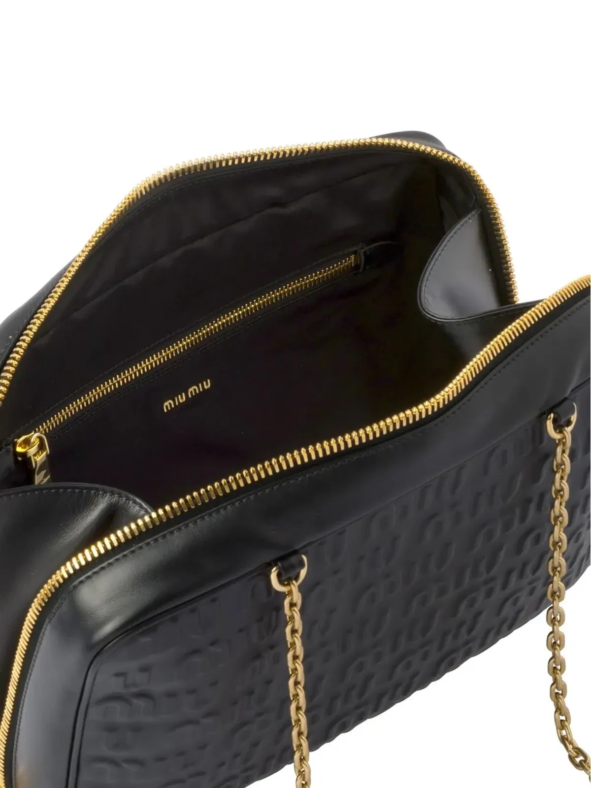 Miu Miu エンボス加工ロゴ入りレザートップハンドルバッグ - 画像5