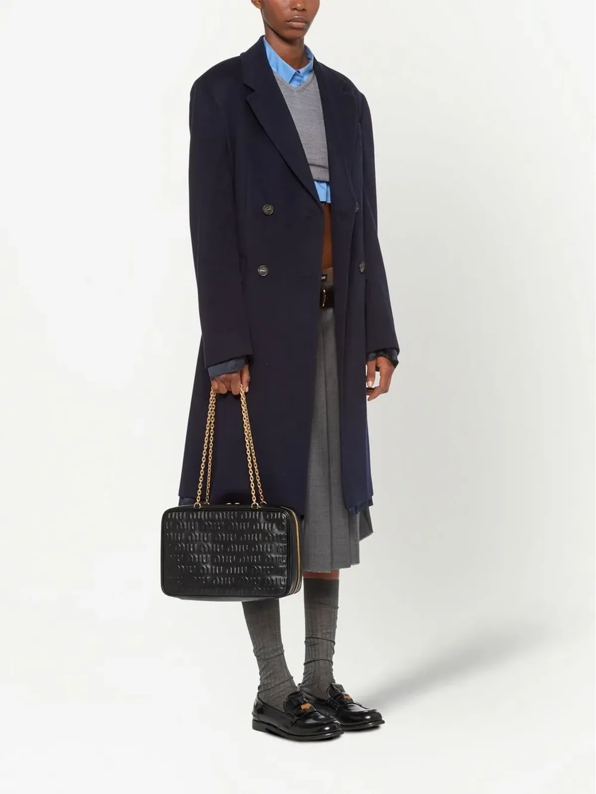 Miu Miu エンボス加工ロゴ入りレザートップハンドルバッグ - 画像2