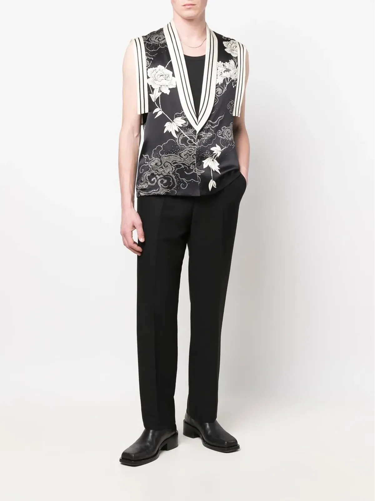 Saint Laurent 花柄刺繍シルクベスト - 画像2