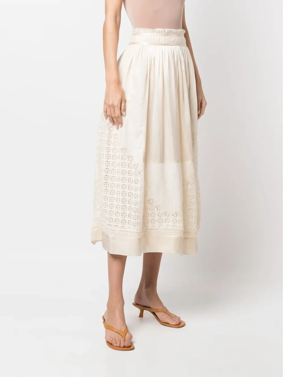 Ulla Johnson Cadena レースインサート ミディスカート - 画像3
