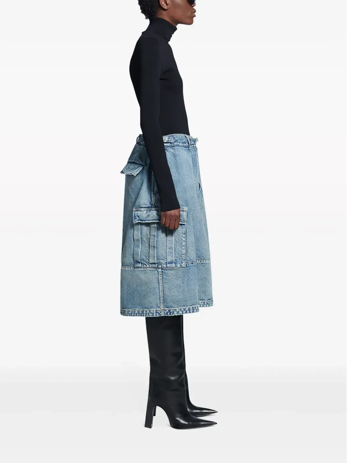 Balenciaga カーゴデニムミディスカート - ブルー - 画像3
