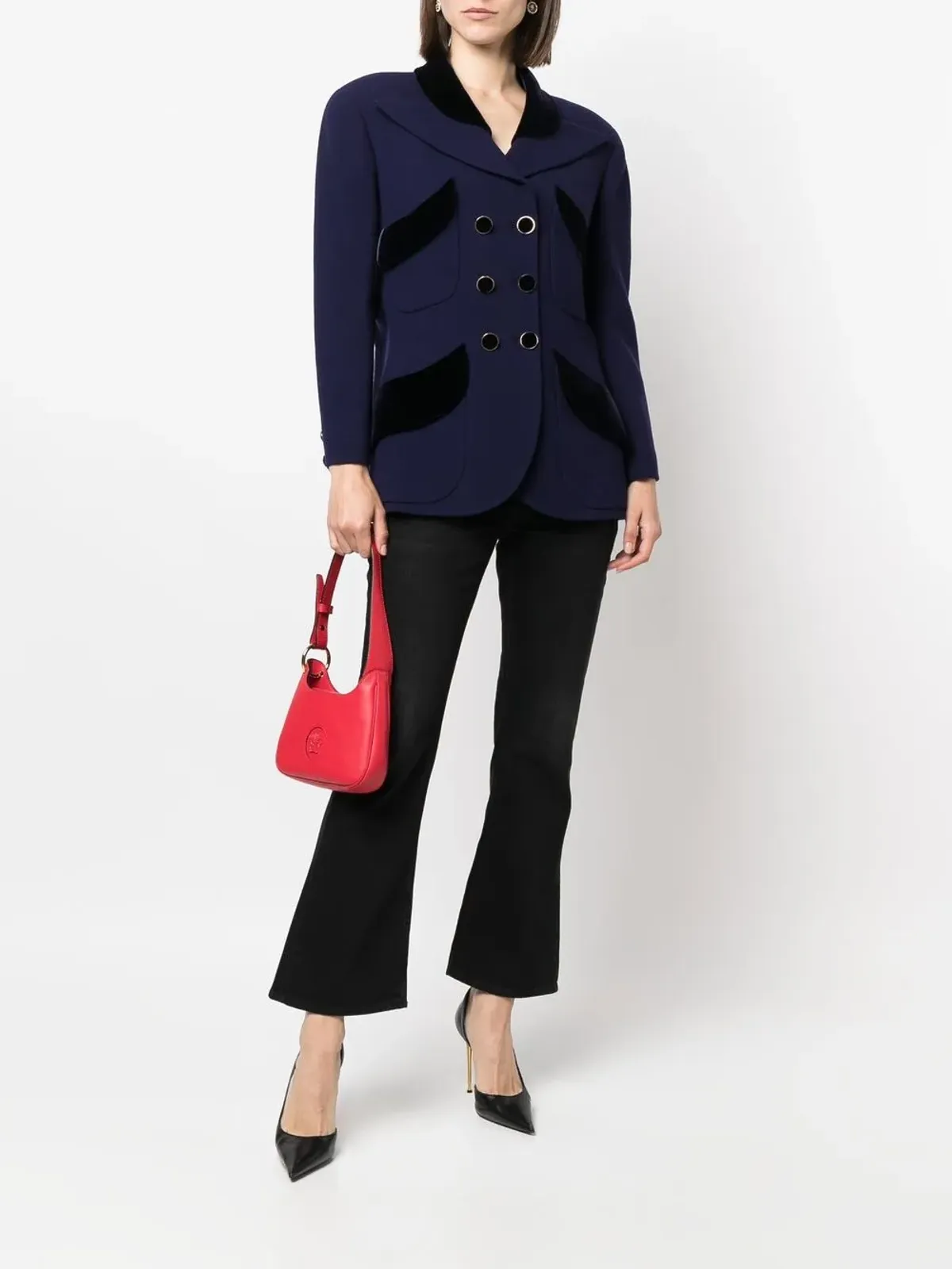 CHANEL ビンテージ 1980年代 ツートーン ダブルブレスト ジャケット（パープル） - 画像2