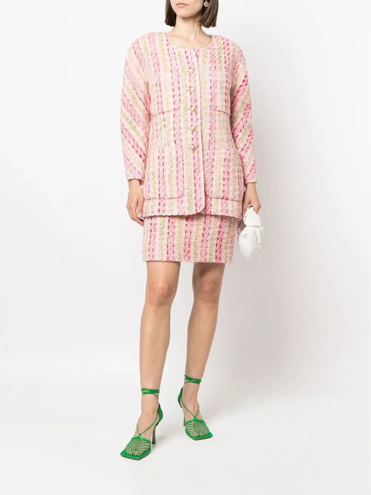 CHANEL Pre-Owned 1980s tweed skirt suit - Pink - 画像2