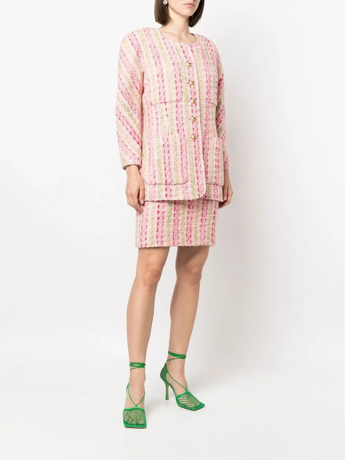 CHANEL Pre-Owned 1980s tweed skirt suit - Pink - 画像3