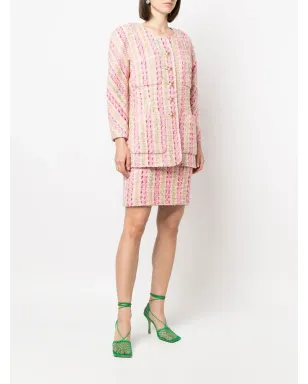 CHANEL Pre-Owned 1980s tweed skirt suit - Pink - サムネイル3