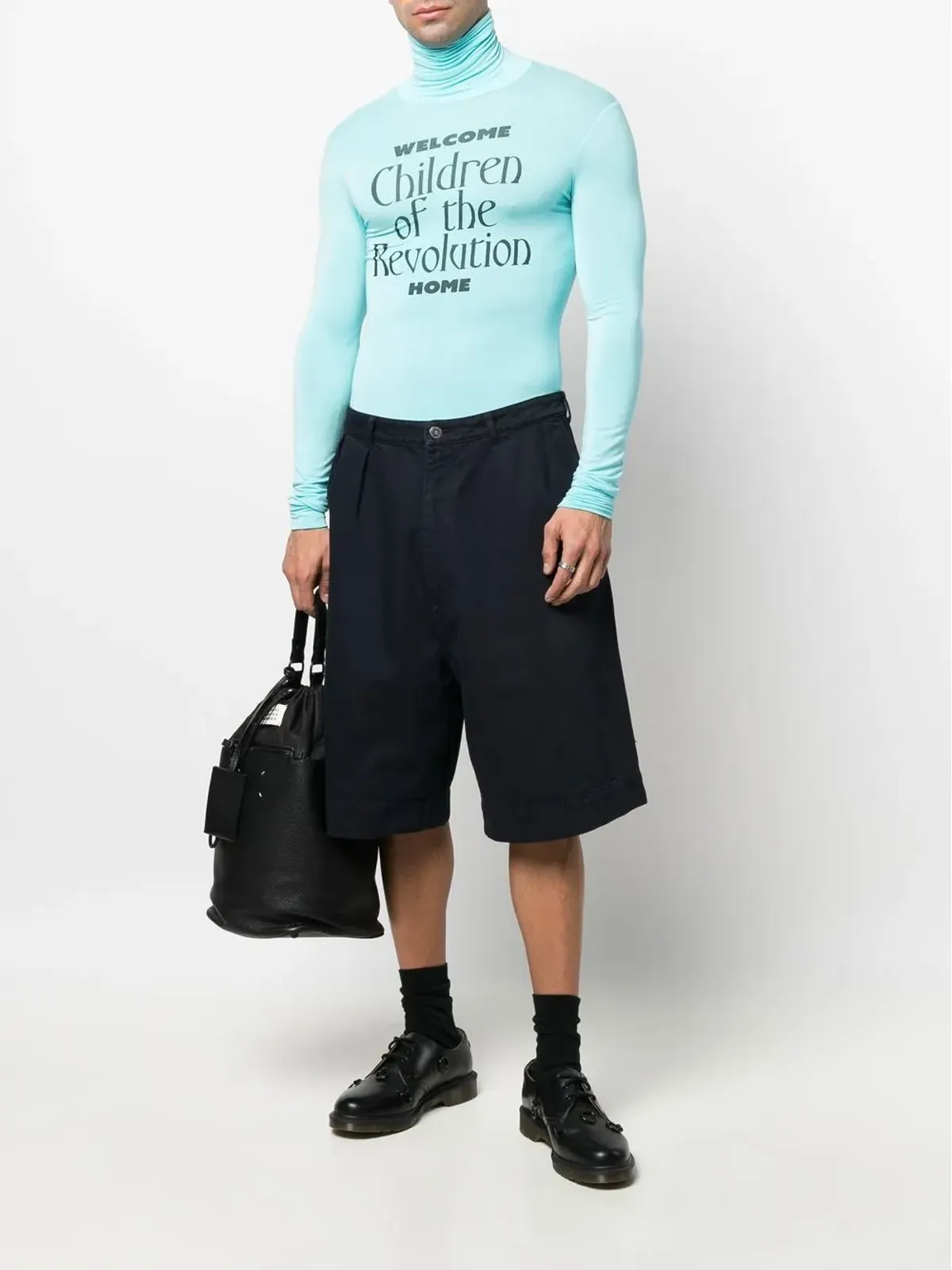 Raf Simons プリーツディテール コットン バミューダショーツ - ブルー - 画像2
