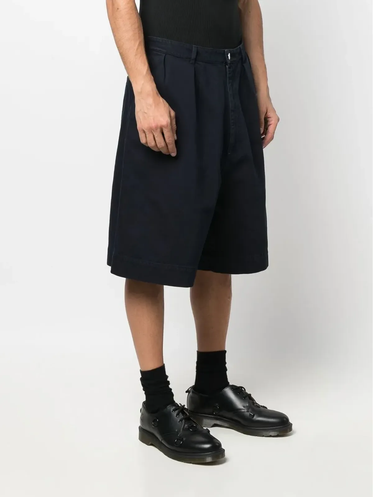 Raf Simons プリーツディテール コットン バミューダショーツ - ブルー - 画像3