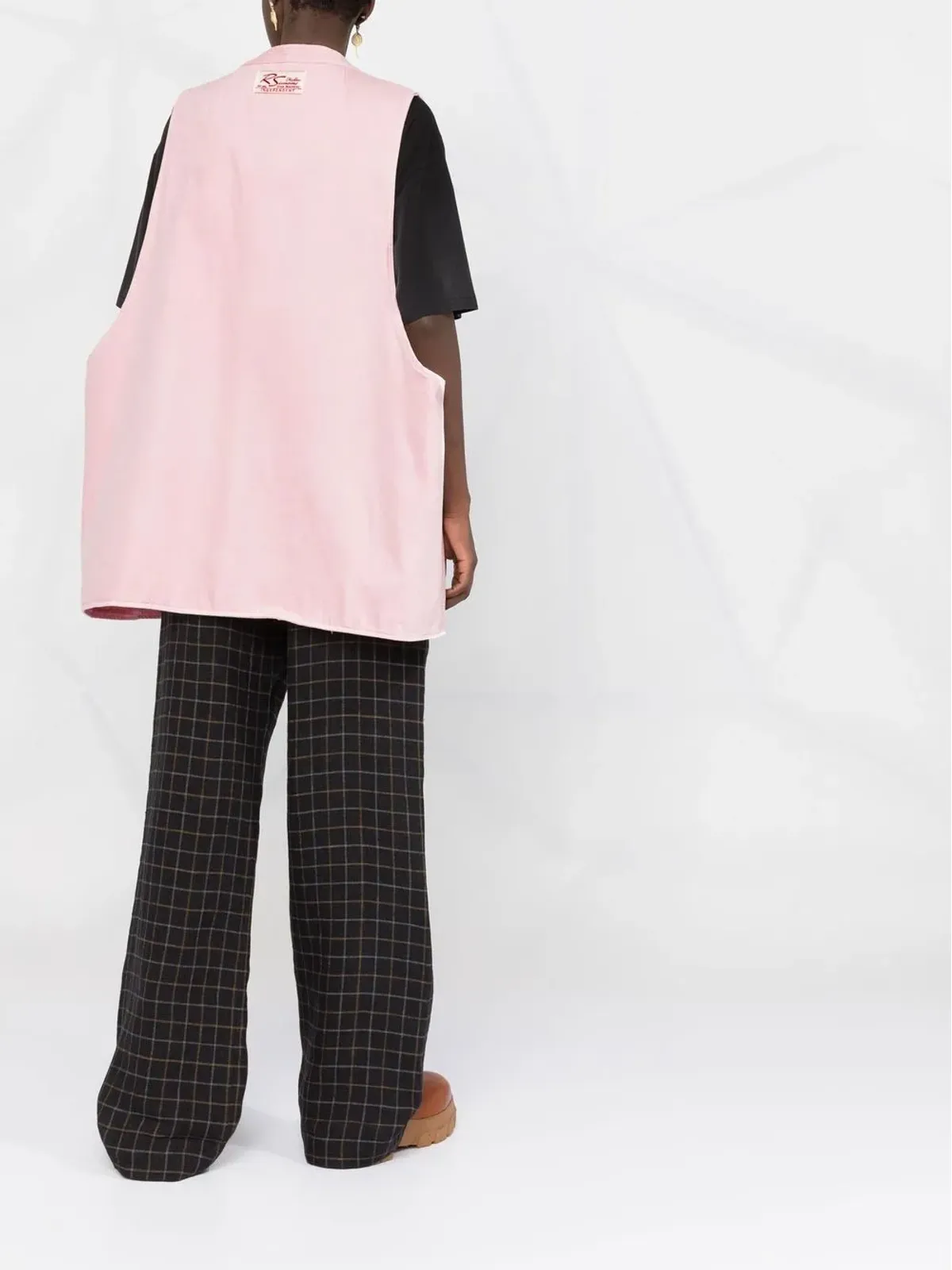 Raf Simons デニム オーバーサイズ ロゴパッチ ジレ ピンク - 画像4
