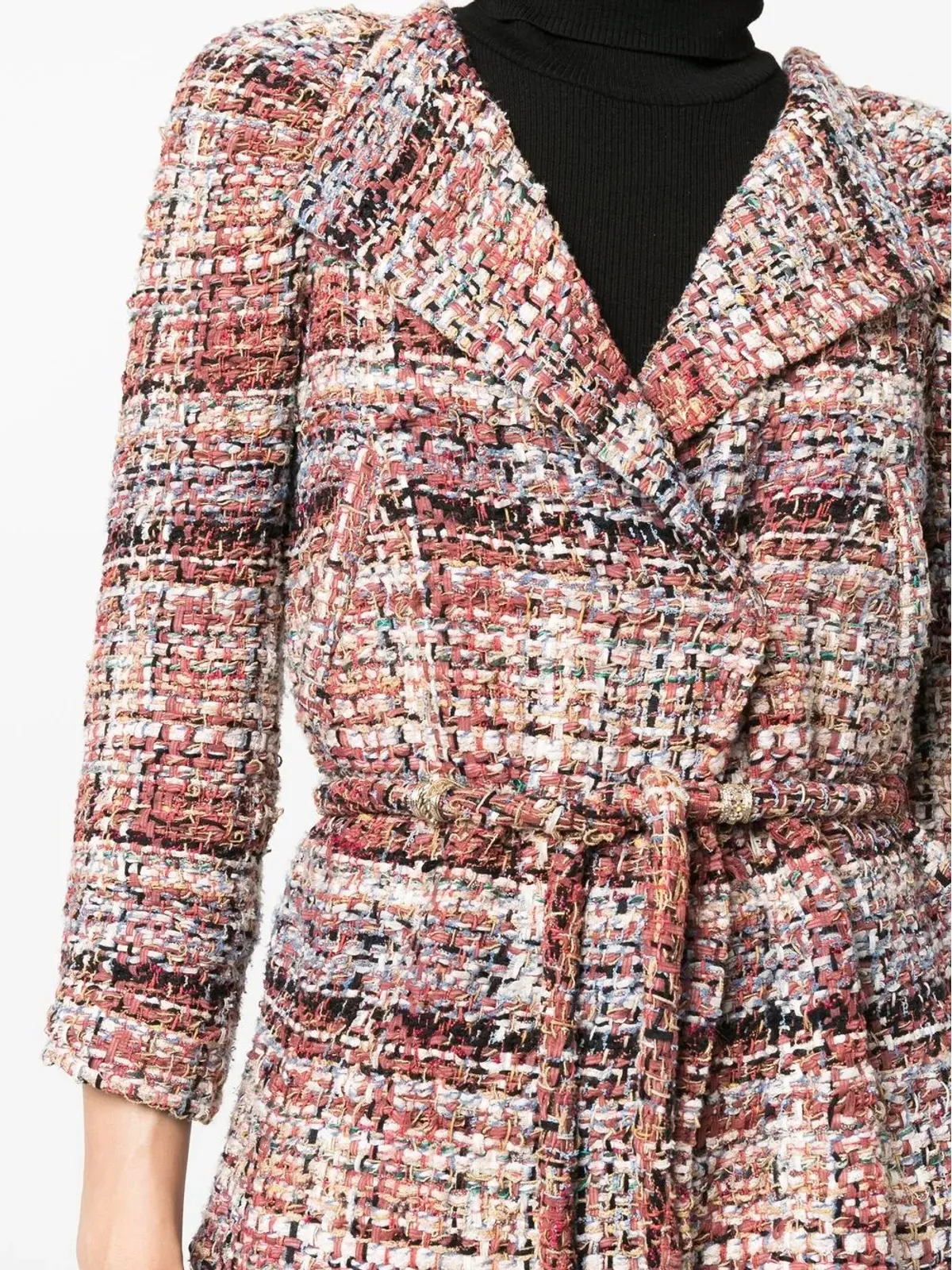 CHANEL Pre-Owned ベルト付きツイードジャケット - 画像5