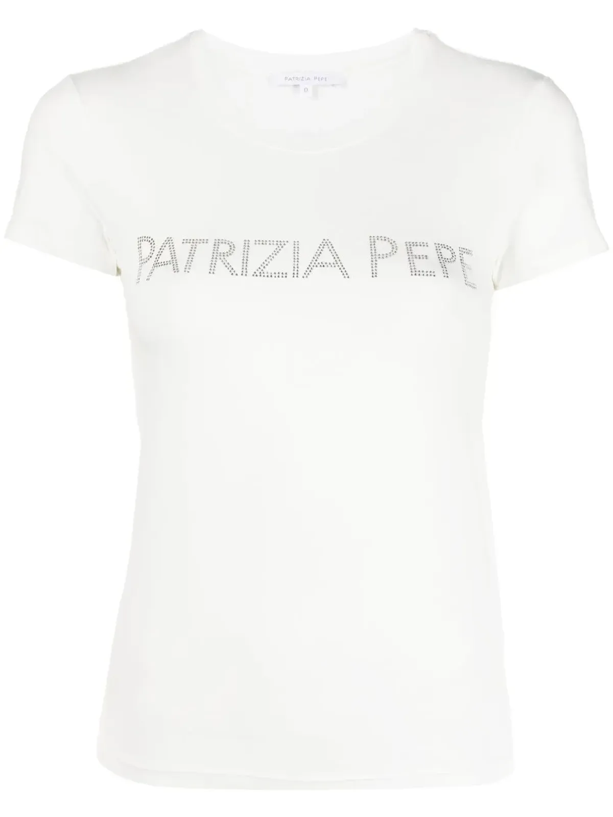 Patrizia Pepe ラインストーンロゴ Tシャツ - ホワイト - 画像1
