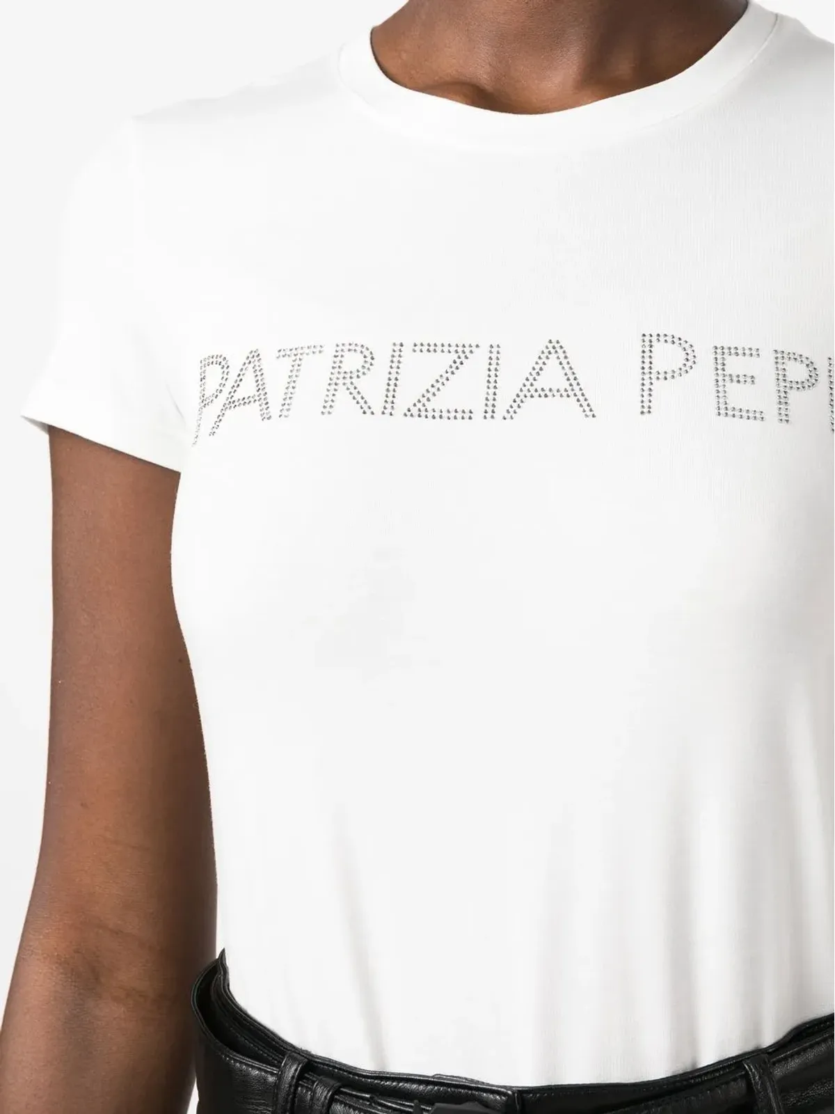 Patrizia Pepe ラインストーンロゴ Tシャツ - ホワイト - 画像5