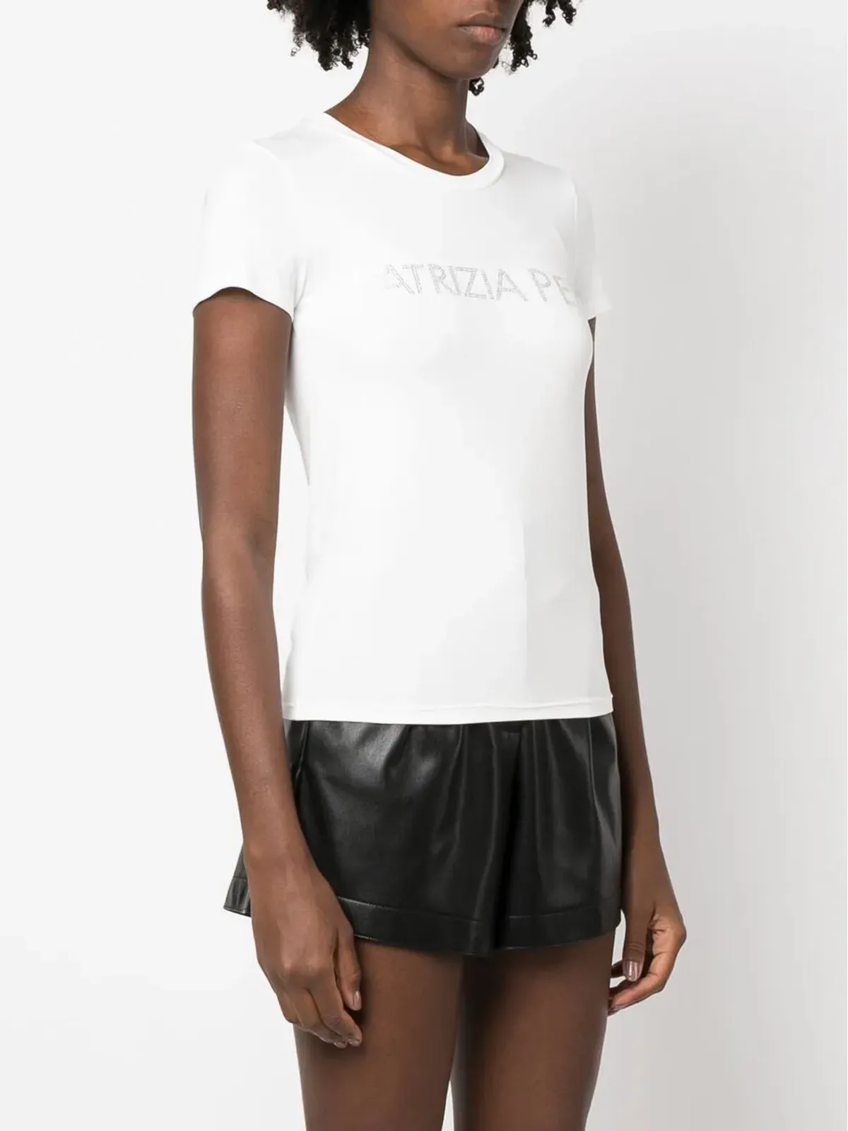 Patrizia Pepe ラインストーンロゴ Tシャツ - ホワイト - 画像3