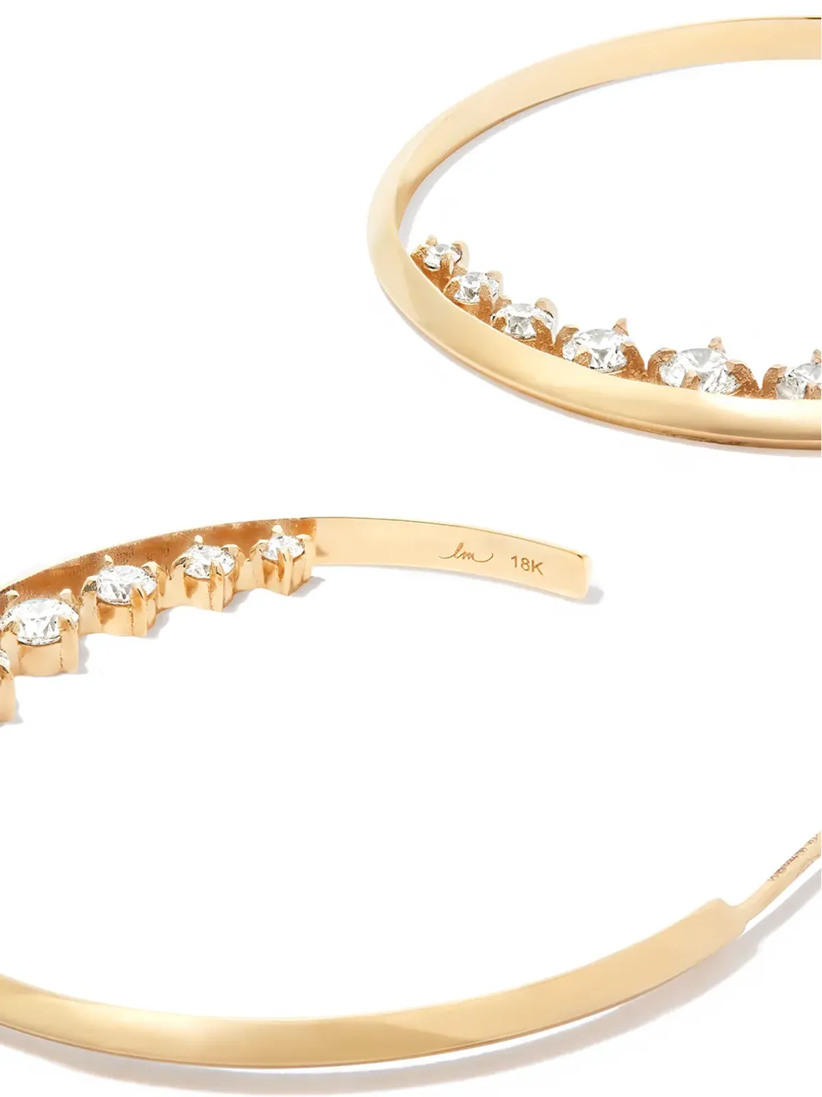 Lizzie Mandler Fine Jewelry 18金 イエローゴールド Éclat ダイヤモンド フープピアス - 画像2