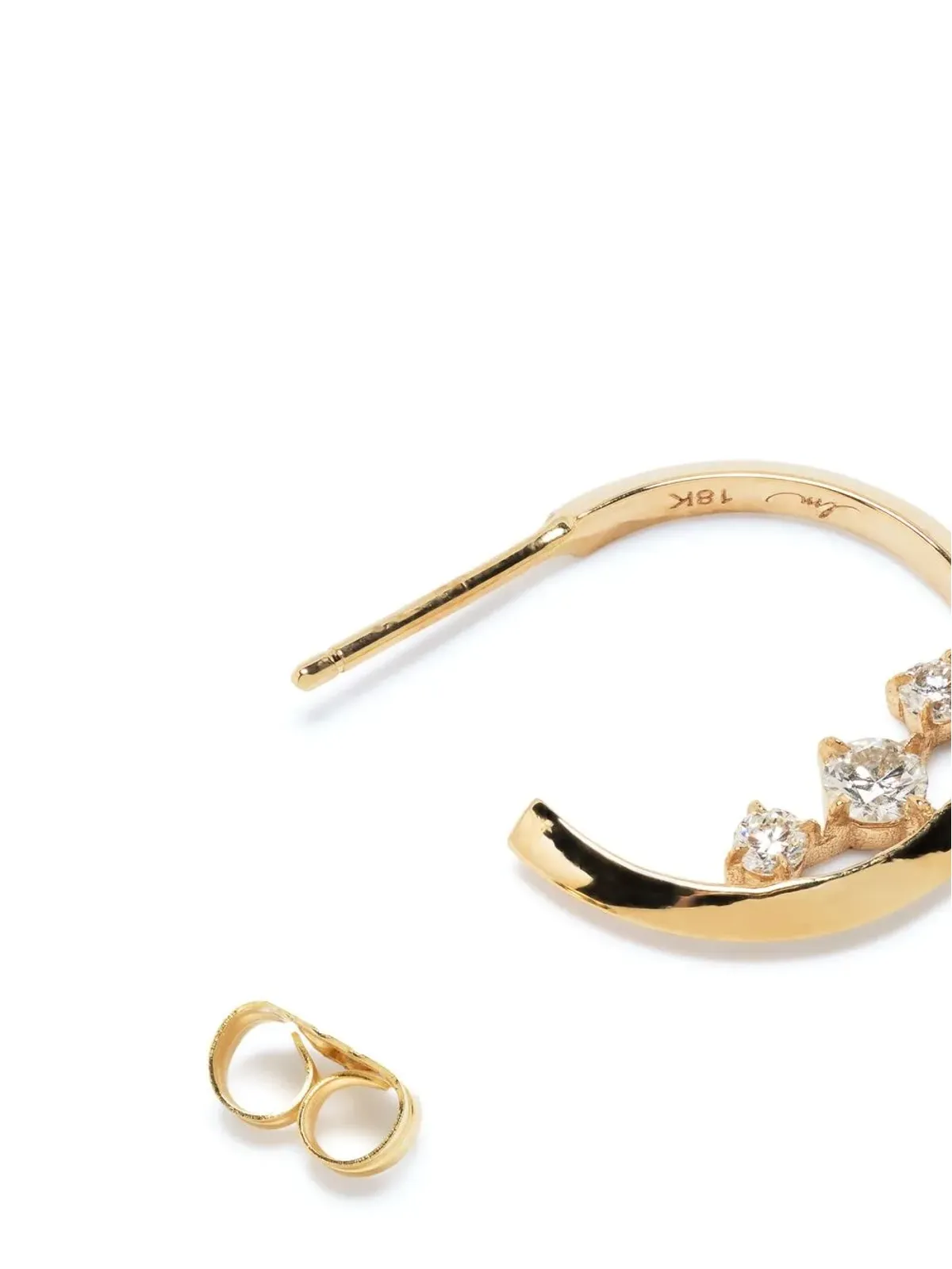 Lizzie Mandler Fine Jewelry 18金 イエローゴールド ダイヤモンド フープ ピアス - 画像4