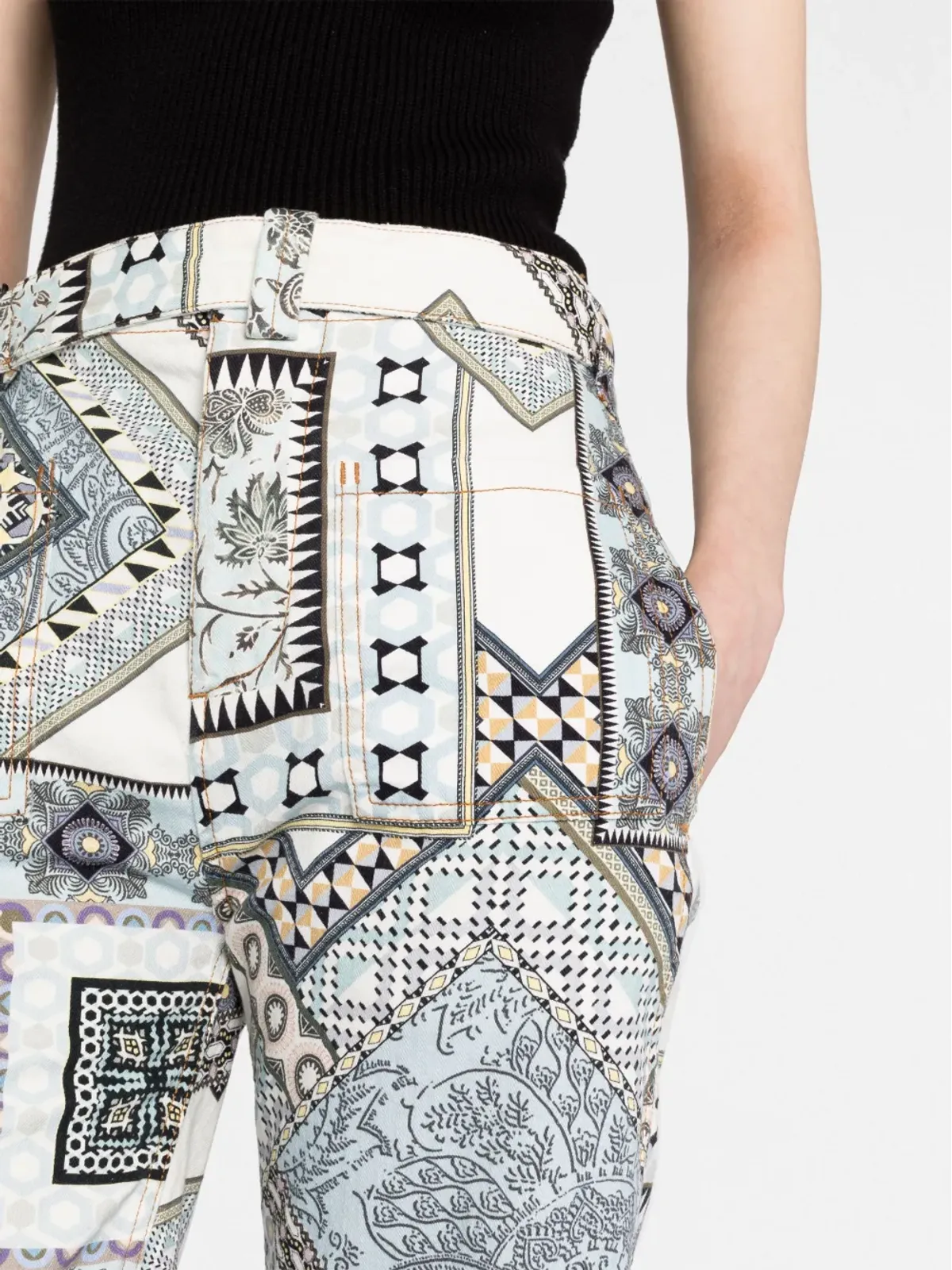 ETRO パッチワーク柄ストレートパンツ - 画像3