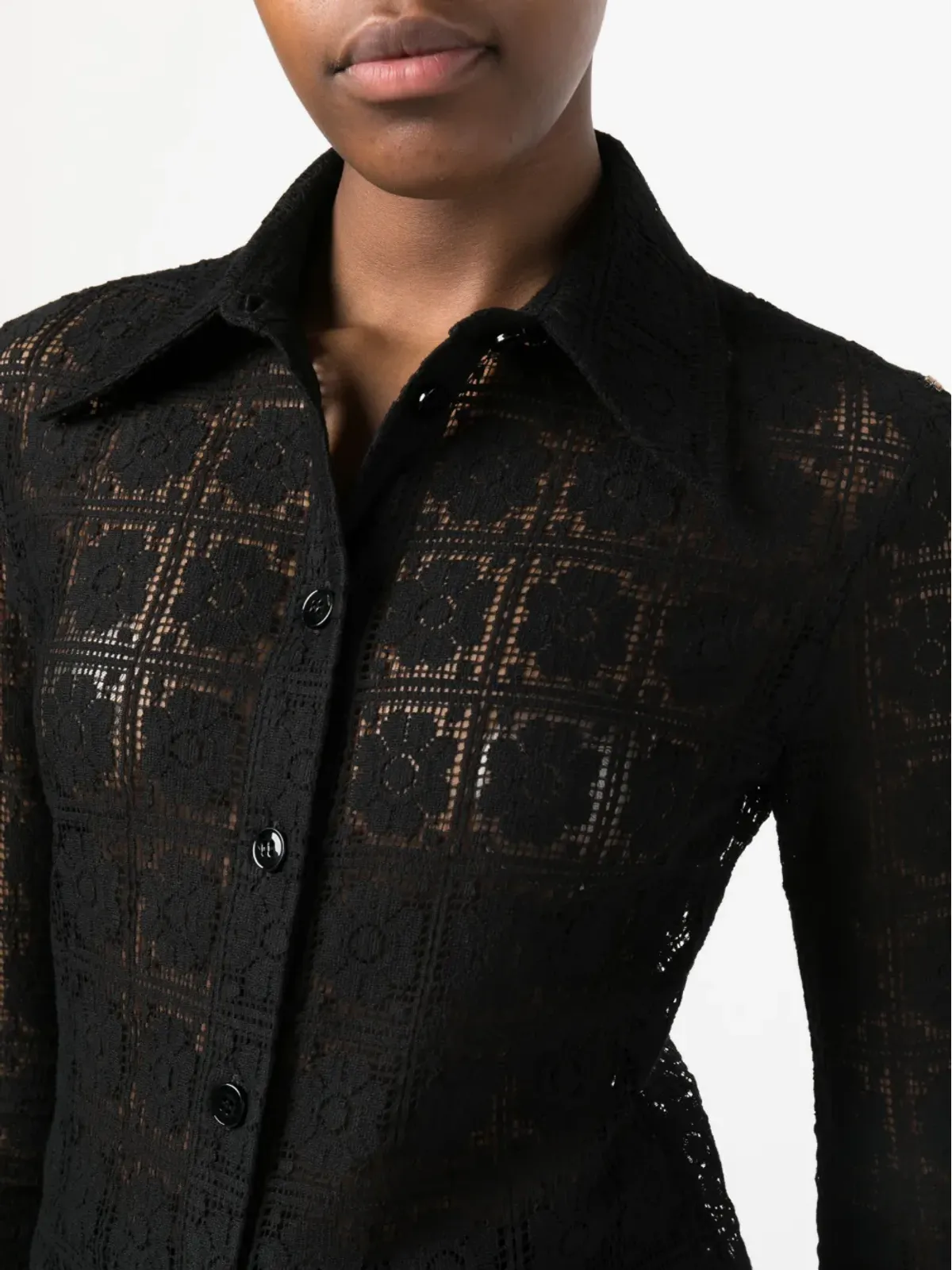 Sportmax 花柄レースのコットンシャツ - 画像5