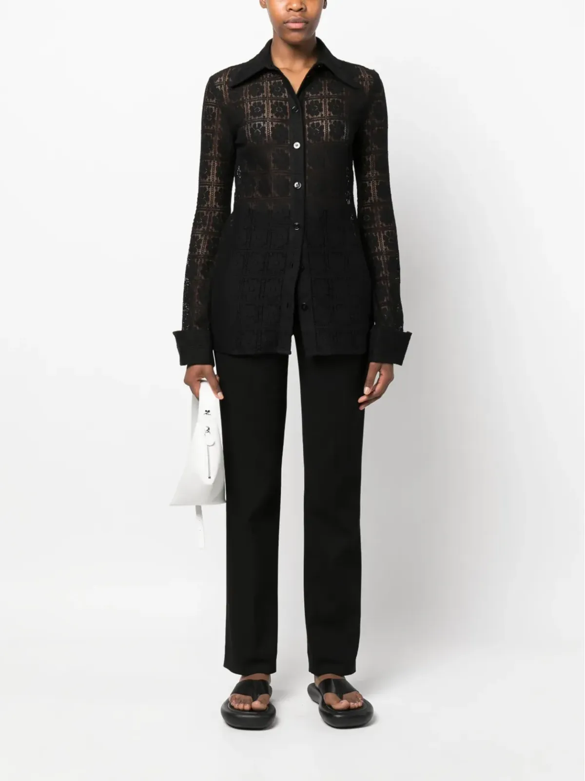 Sportmax 花柄レースのコットンシャツ - 画像2