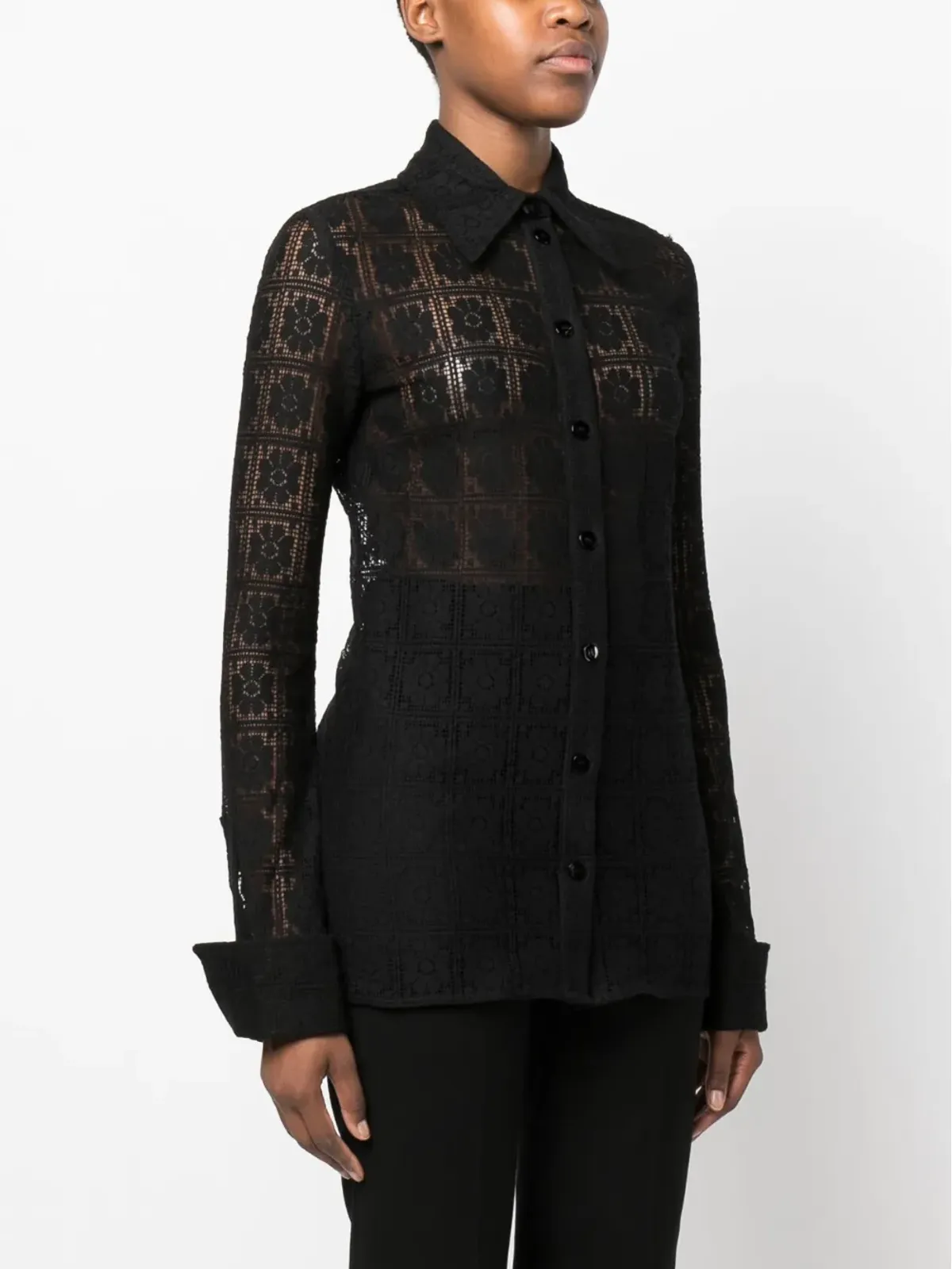 Sportmax 花柄レースのコットンシャツ - 画像3