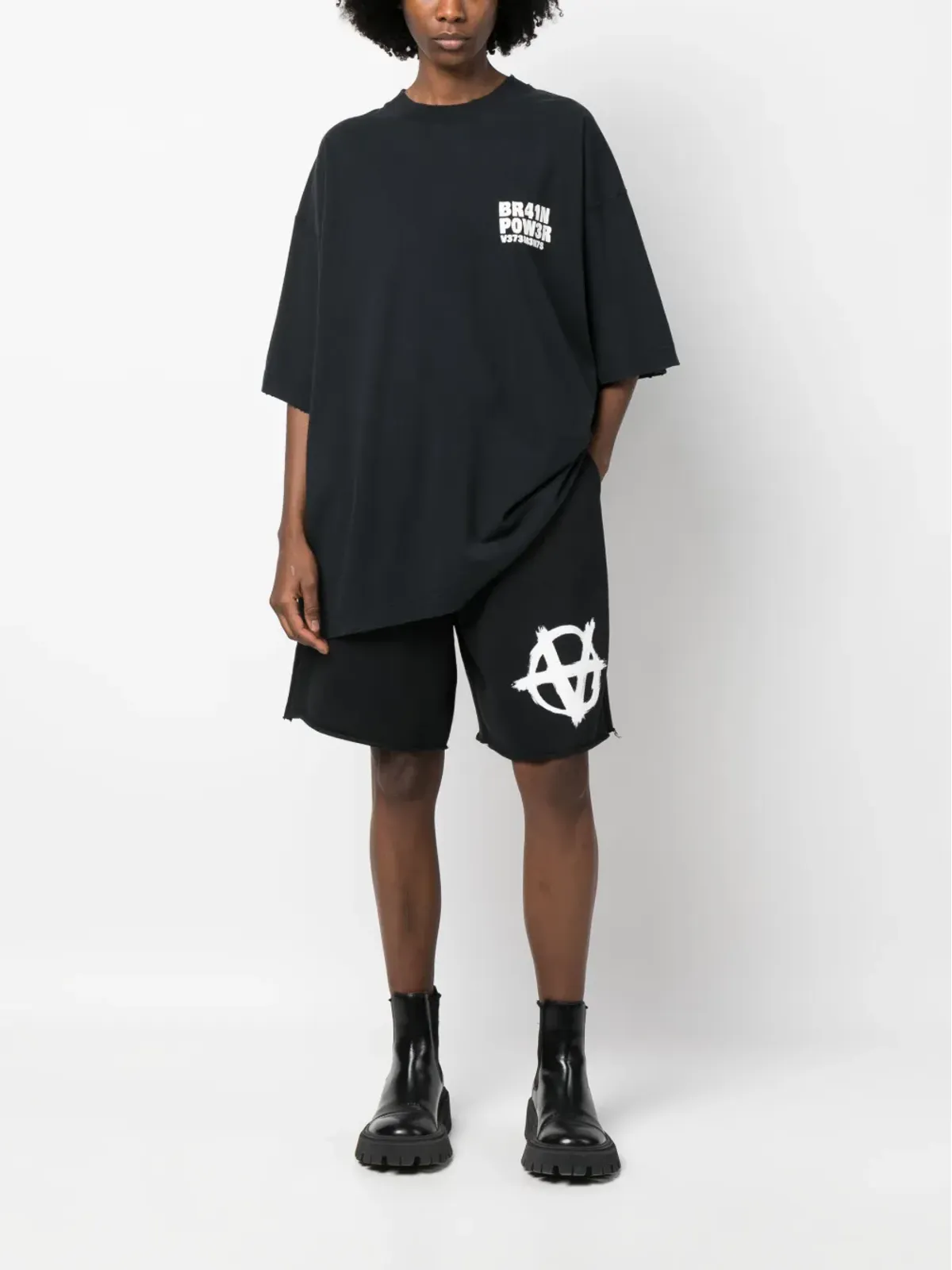 VETEMENTS ロゴプリント膝丈ショーツ - ブラック - 画像3