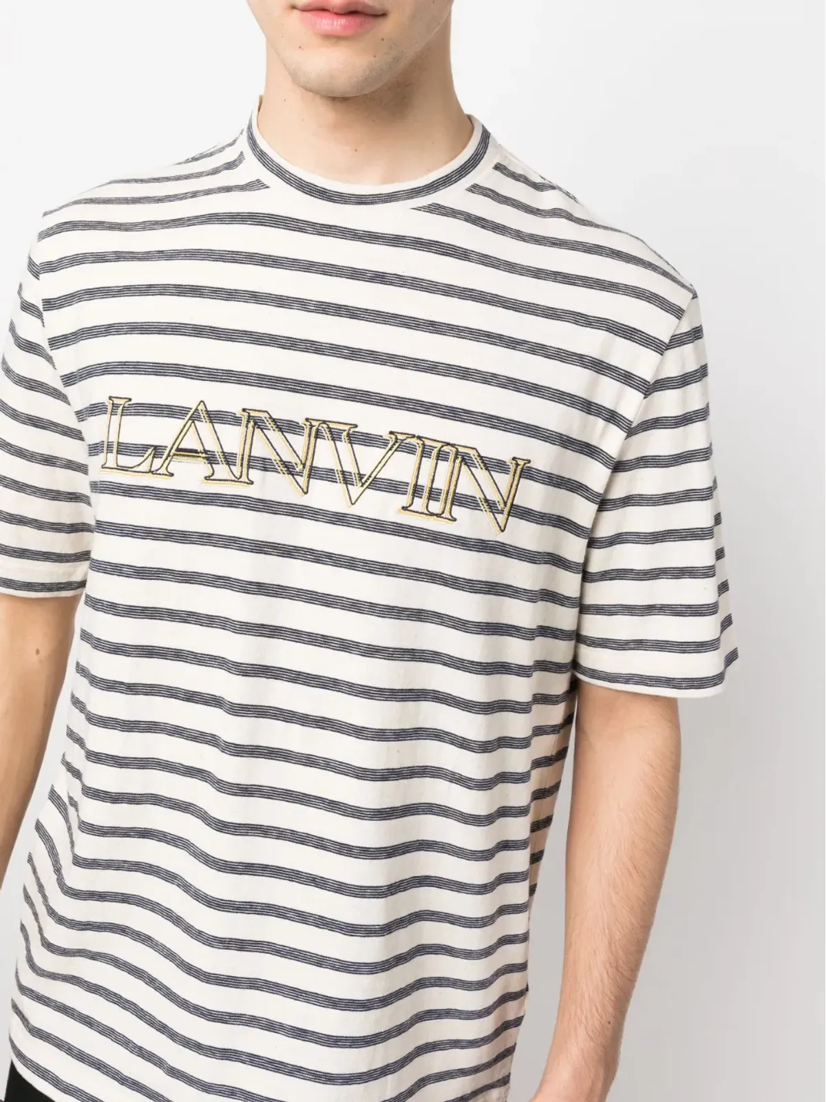 Lanvin ロゴ刺繍ストライプTシャツ - 画像5