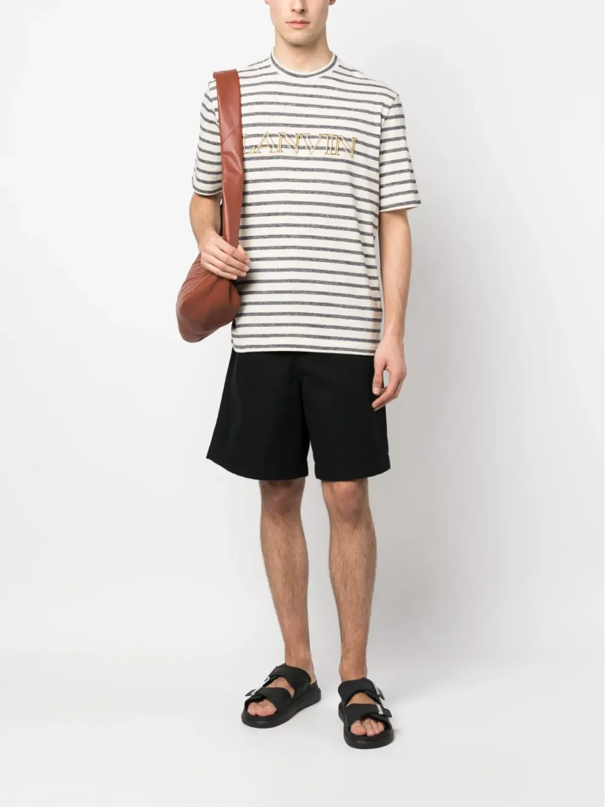 Lanvin ロゴ刺繍ストライプTシャツ - 画像2