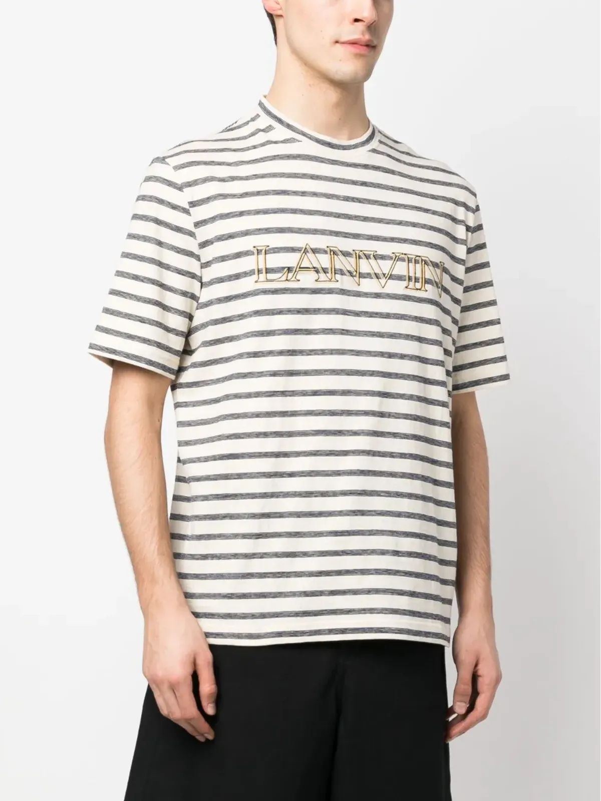 Lanvin ロゴ刺繍ストライプTシャツ - 画像3