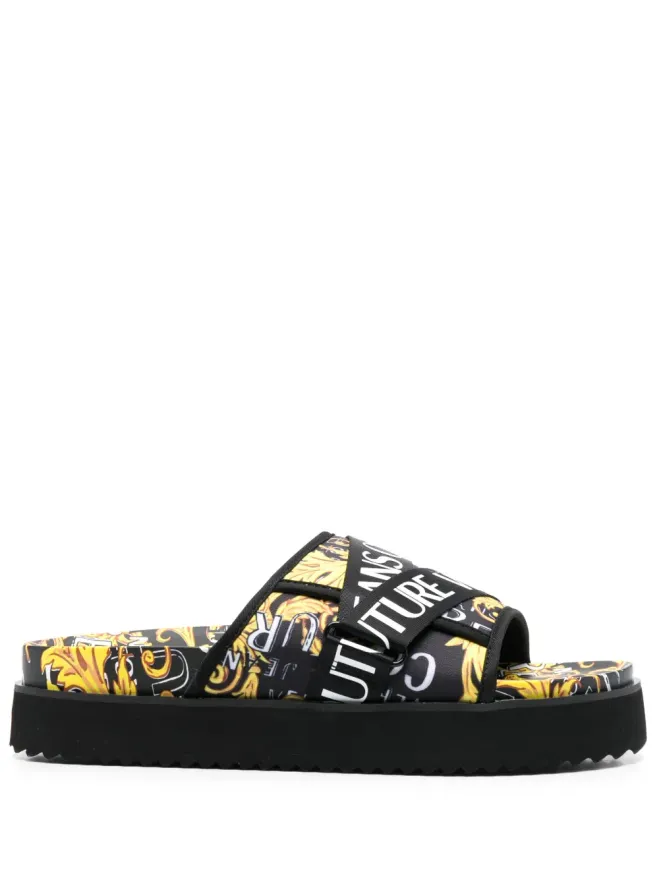 Versace Jeans Couture Versace Jeans Couture Barocco ロゴプリント スライドの商品画像