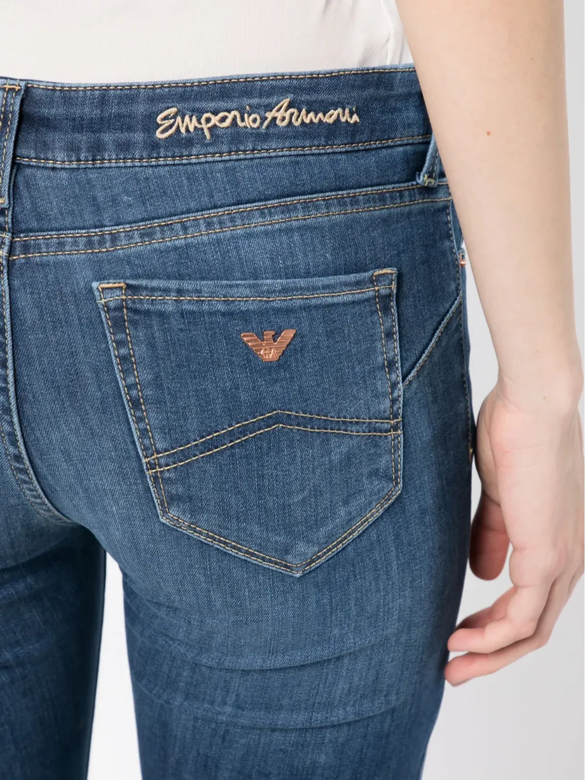 Emporio Armani 刺繍ロゴジーンズ ブルー - 画像5