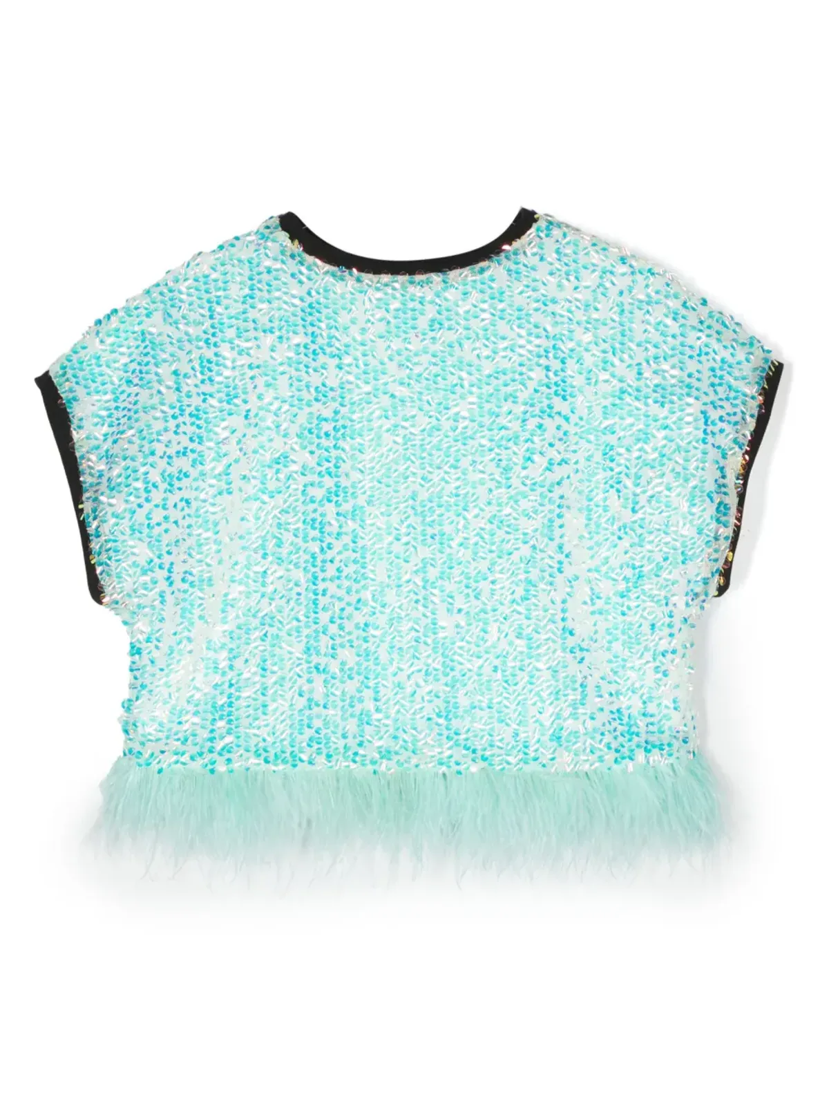 Andorine スパンコール付きクルーネックTシャツ ブルー - 画像2