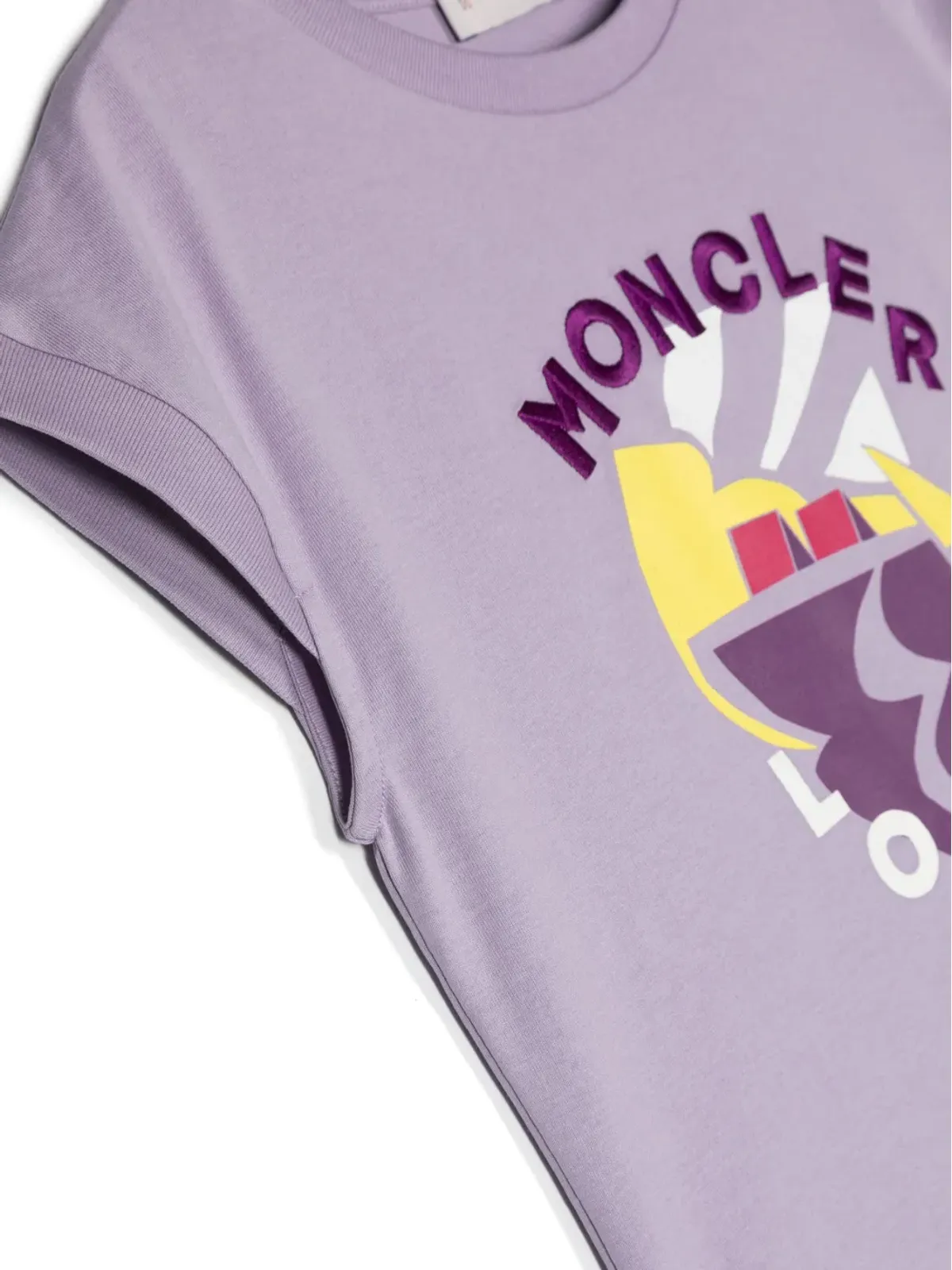 Moncler Enfant 刺繍ロゴ入りコットンTシャツ（パープル） - 画像3
