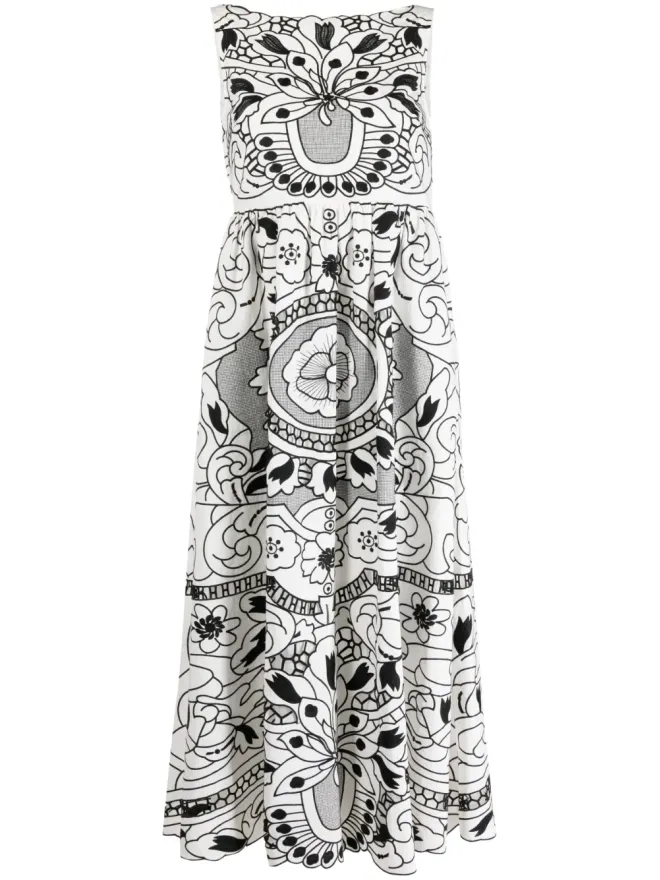 RED Valentino RED Valentino グラフィックプリント ノースリーブドレス - ホワイトの商品画像