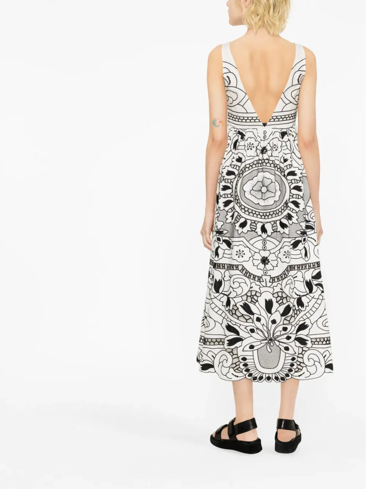RED Valentino グラフィックプリント ノースリーブドレス - ホワイト - 画像3