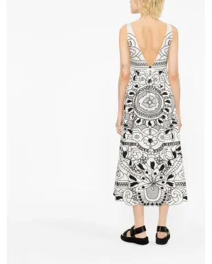 RED Valentino グラフィックプリント ノースリーブドレス - ホワイト - サムネイル3