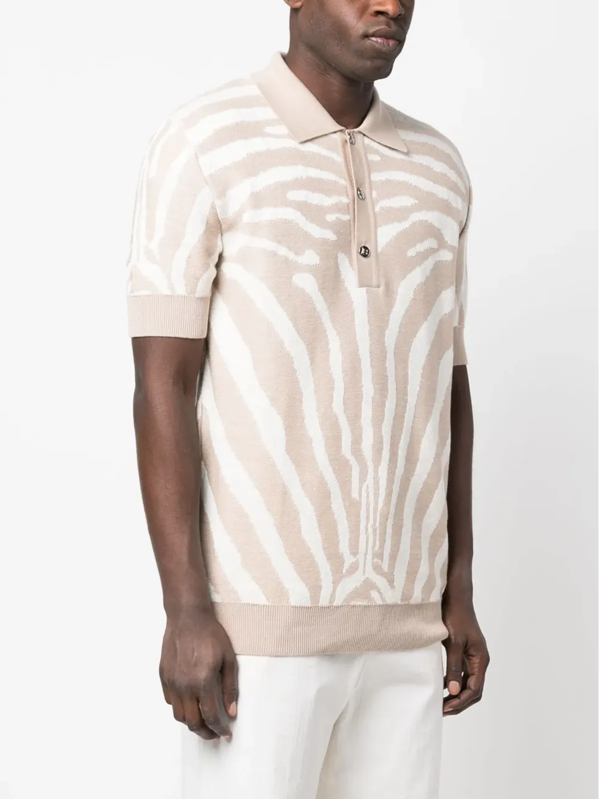 Balmain ゼブラジャカード ポロシャツ - 画像3